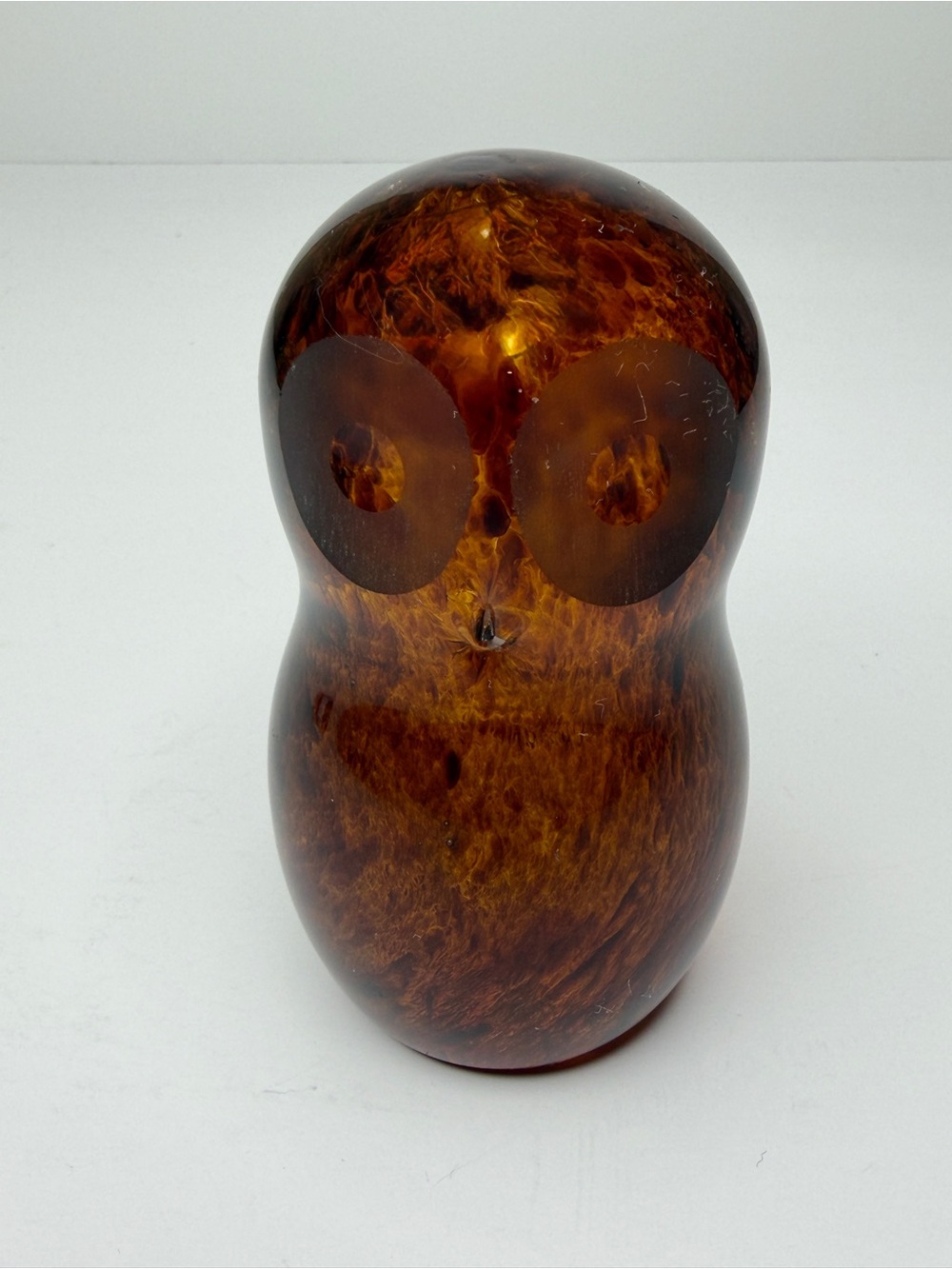 Wedgwood Rich Brown Owl Figurine Art Glass Paperweight Made In England MCM